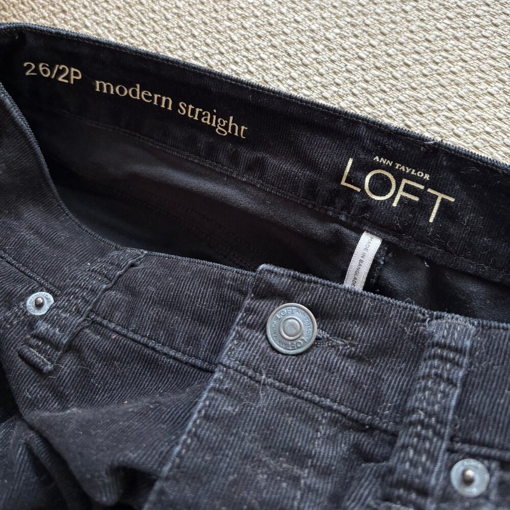 Ann Taylor LOFT Black Corduroy Pants – Size 26 / 2P – Modern Straight Fit